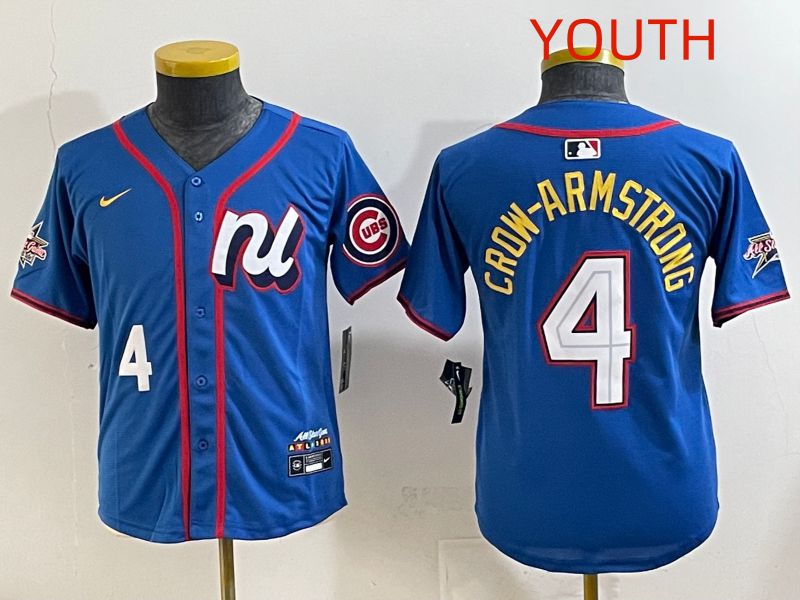 Youth 2025 Chicago Cubs #4 Crow-Armstrong Blue All star Nike MLB Jersey style 6